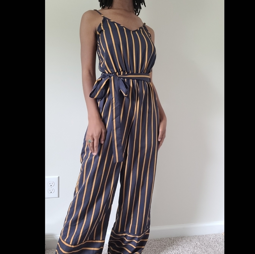 Blue and gold jumpsuit